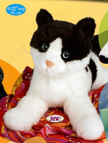 Stuffed Plush Black and White Cat