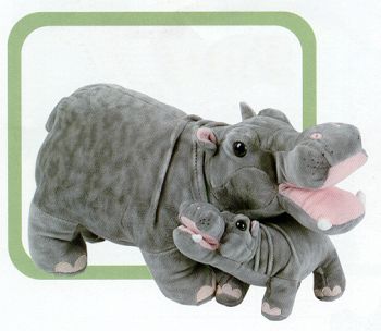 Fiesta Stuffed Plush Mama Hippo with Baby Hippo