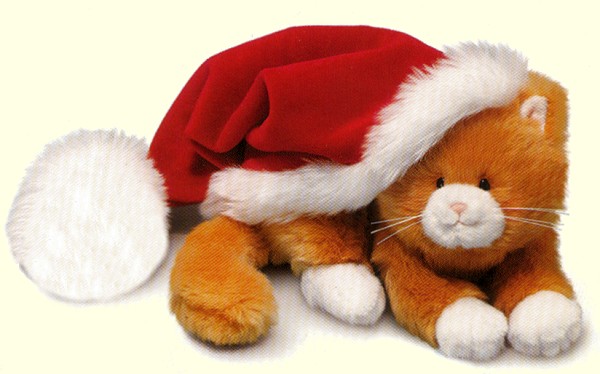 Russ Berrie Stuffed Plush Orange and White Holiday Kitten