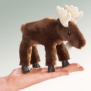 Folkmanis Stuffed Plush Mini Moose Finger Puppet