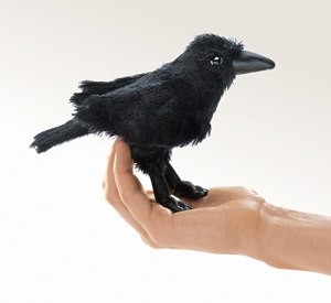 Folkmanis Stuffed Plush Mini Raven Finger Puppet
